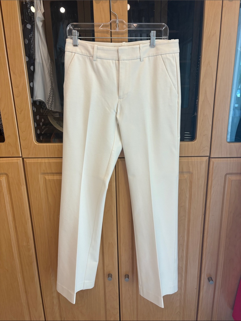 Boston Proper Cream Straight-Leg Dress Trousers